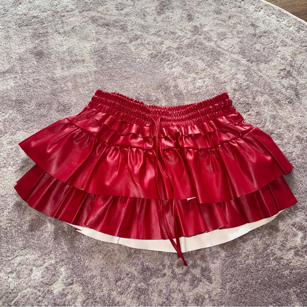 Red Ruffled Women's Skort - Picture 2 of 6